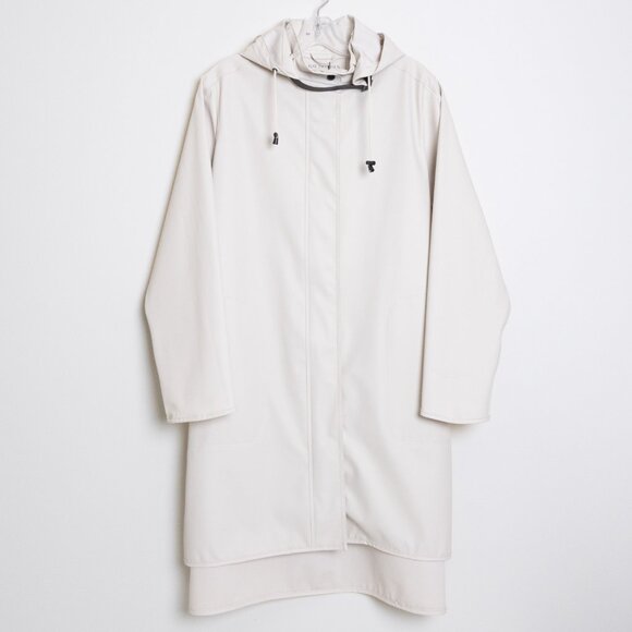 Ilse Jacobsen Rain Coat RAIN71 Milk Crème Hooded Rubberized Jacket EU 38 US 8 - Picture 3 of 14